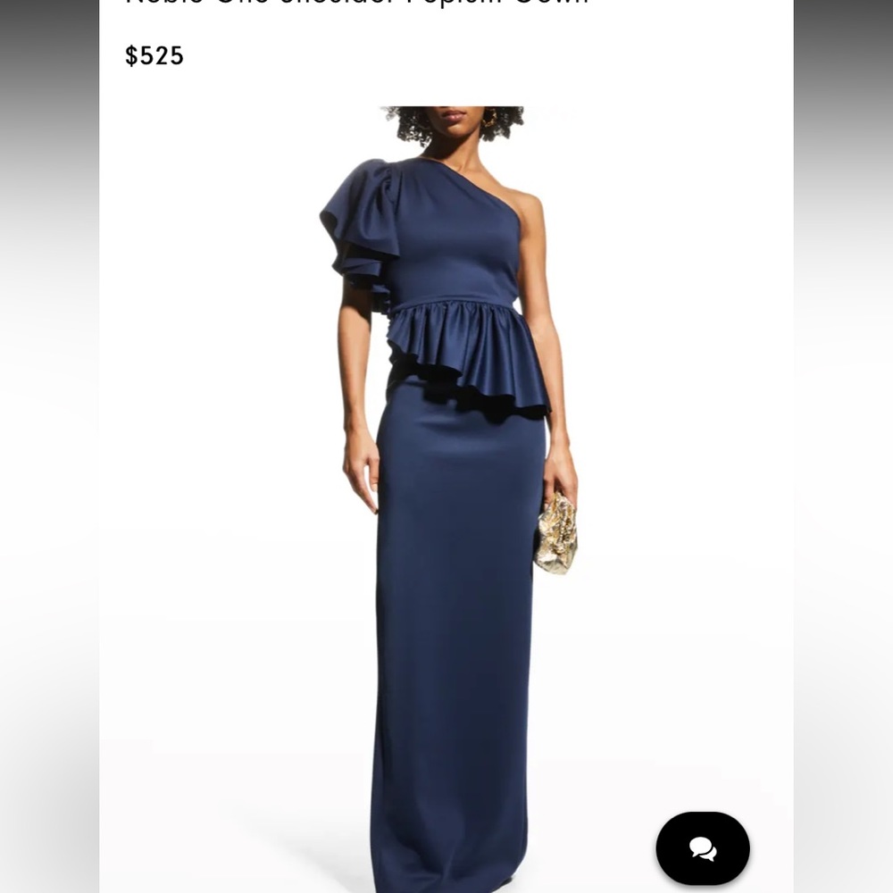 Navy peplum evening gown